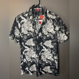 Guess Monochrome Floral Men's Shirt Slim Fit sz Large